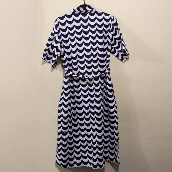 Marimekko Uniqlo Black and White Shirt Dress with Pockets and and Belt Size S - Picture 2 of 6